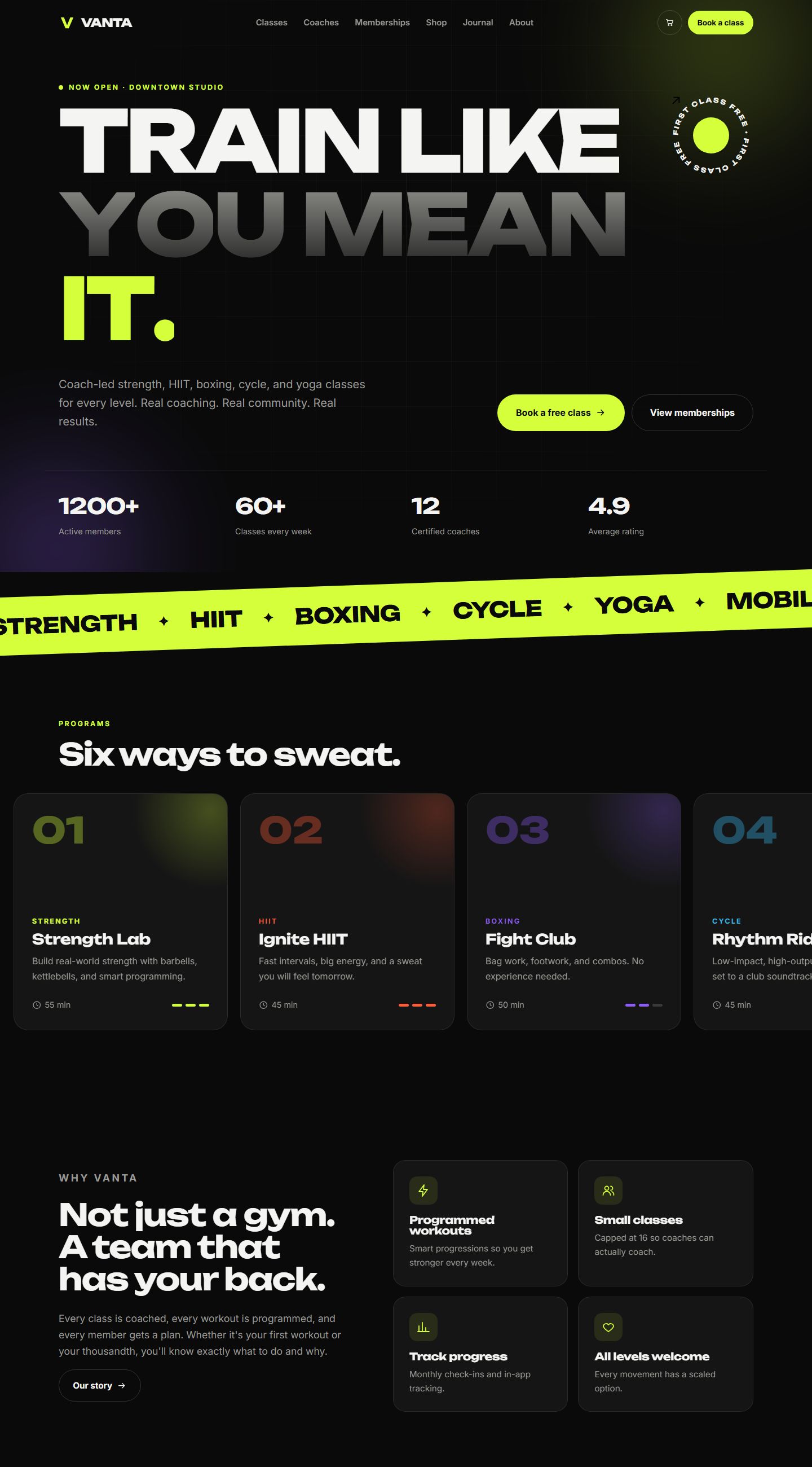 Professional package demo website